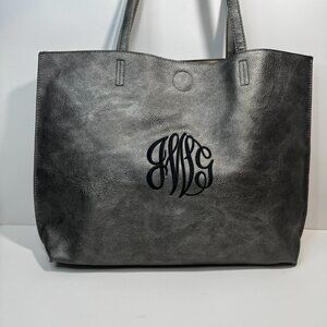 Modern Tote Bag Grey for Women, Large PU Leather Tote Bag, Shoulder Handbag